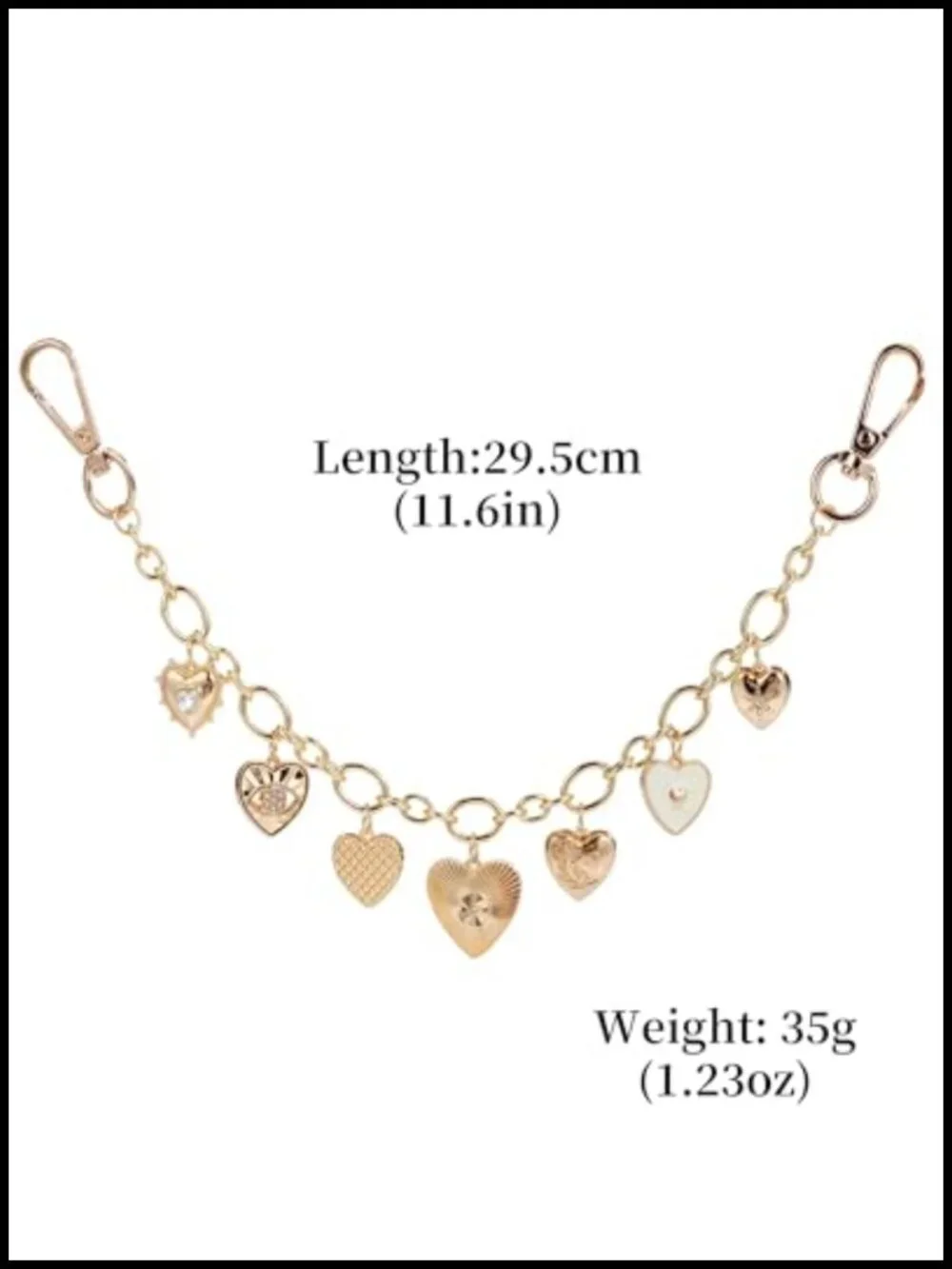 Decorative Plated Metal Bag Charm Chain Extender with Cute Pendants